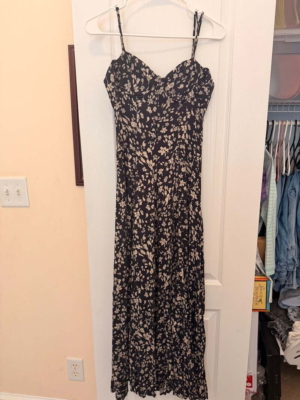 Free People Under The Moonlight Maxi Dress Size 2 Black Floral